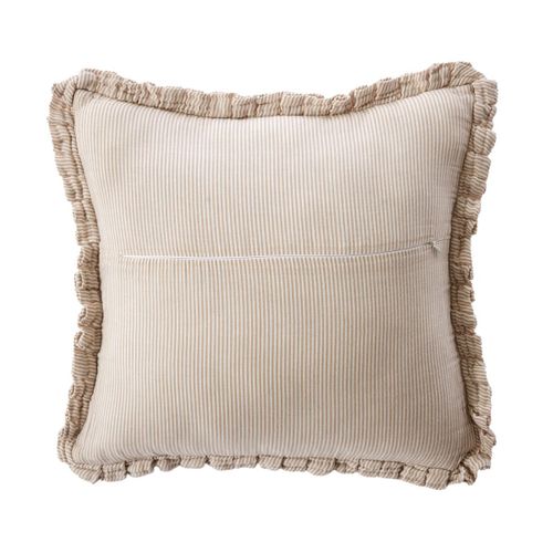 Coussin Déhoussable 45x45cm Gaze De Coton Tissé Rayé Beige - Romelia