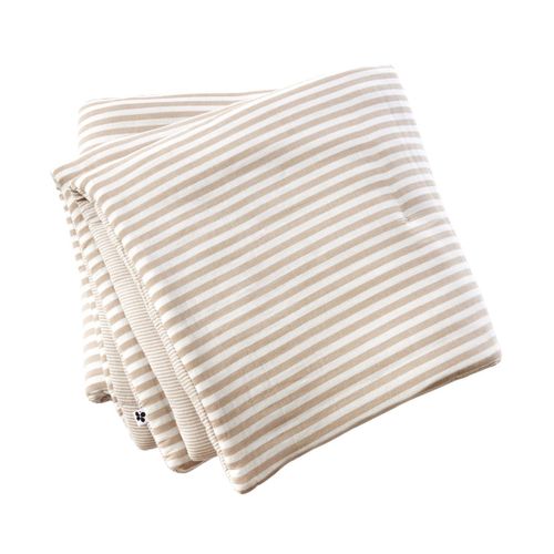 Chemin De Lit 90x200cm Gaze De Coton Tissé Rayé Beige - Romelia