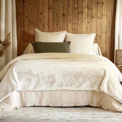 Chemin De Lit 90x200cm Fausse Fourrure Polyester Coloris Crème - Rozenn