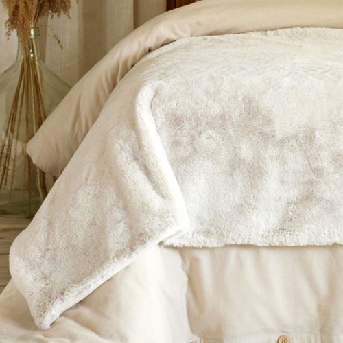 Chemin De Lit 90x200cm Fausse Fourrure Polyester Coloris Crème - Rozenn