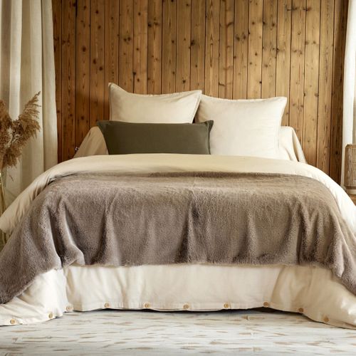 Chemin De Lit 90x200cm Fausse Fourrure Polyester Coloris Brun - Rozenn