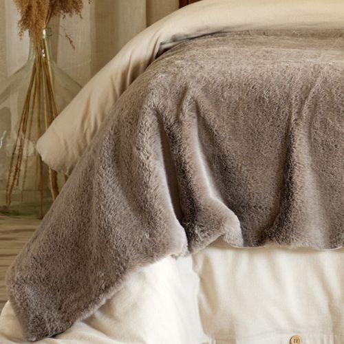 Chemin De Lit 90x200cm Fausse Fourrure Polyester Coloris Brun - Rozenn