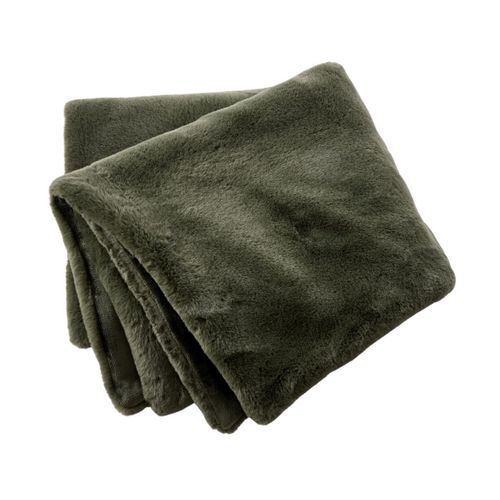 Chemin De Lit 90x200cm Fausse Fourrure Polyester Coloris Vert - Rozenn