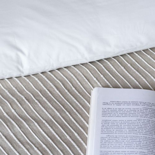 Taie D'oreiller 60x60cm Coton Tissage Texturé Coloris Beige Et Blanc - Timea