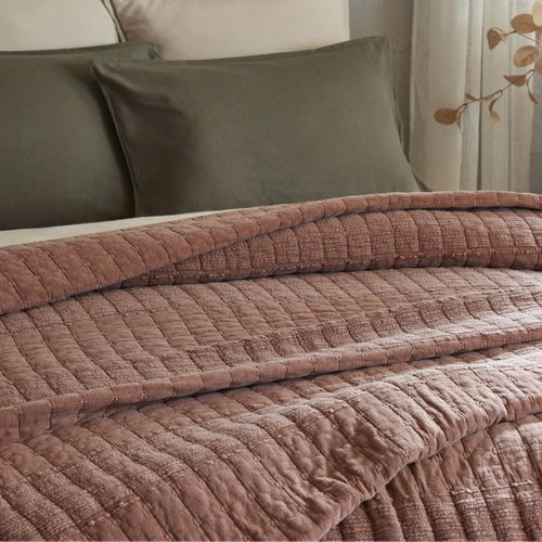 Couvre-lit 240x260cm En Coton Jacquard Coloris Terracotta - Zalya