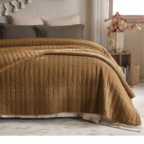 Couvre-lit 240x260cm En Coton Jacquard Coloris Camel - Zalya