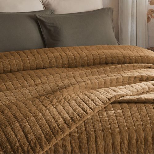 Couvre-lit 240x260cm En Coton Jacquard Coloris Camel - Zalya