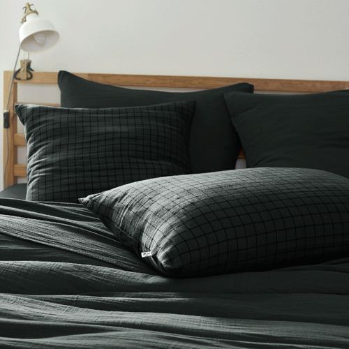 Taie D'oreiller 60x60cm Gaze De Coton Sapin à Petits Carreaux - Ourea Motif