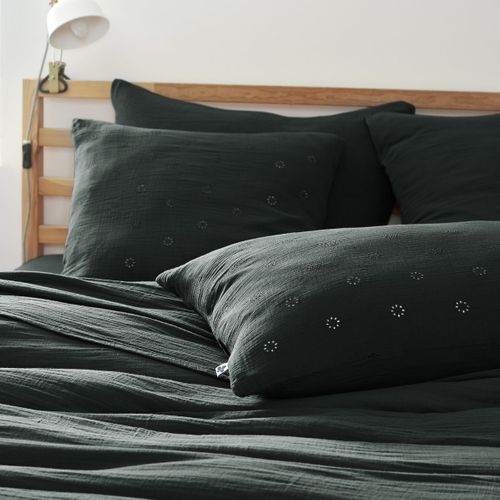 Taie D'oreiller 60x60cm Gaze De Coton Sapin à Fleurs Ajourées - Ourea Motif