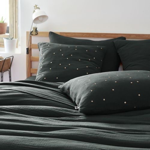 Taie D'oreiller 50x70cm Gaze De Coton Sapin à Pois Dorés - Ourea Motif