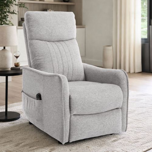 Fauteuil Relax Releveur Tissu Polyester Gris Clair Chiné - Betta