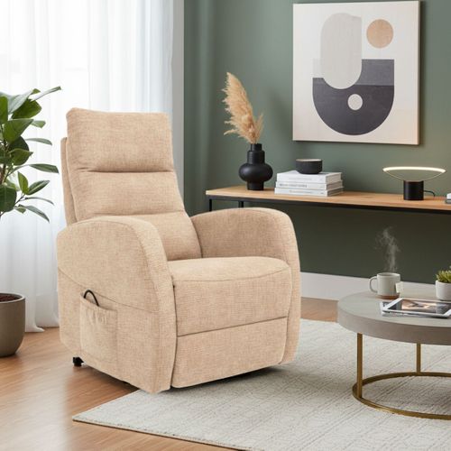 Fauteuil Relax Releveur Tissu Polyester Beige Orangé Chiné - Nymphaea