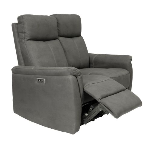 Canapé 2 Places Relax Électrique Tissu Polyester Imitation Cuir Gris Foncé - Giacomo