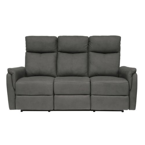 Canapé 3 Places Relax Électrique Tissu Polyester Imitation Cuir Gris Foncé - Giacomo