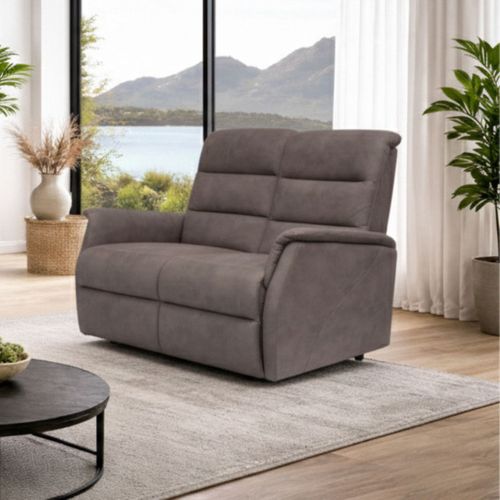 Canapé Fixe Tissu Polyester Imitation Cuir Gris-brun Marbré - Donatello