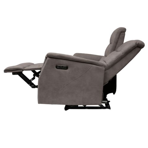 Canapé 2 Places Relax Électrique Tissu Polyester Imitation Cuir Gris-brun Marbré - Donatello