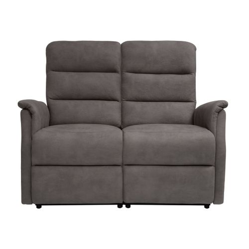 Canapé 2 Places Relax Électrique Tissu Polyester Imitation Cuir Gris-brun Marbré - Donatello