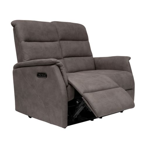 Canapé 2 Places Relax Électrique Tissu Polyester Imitation Cuir Gris-brun Marbré - Donatello