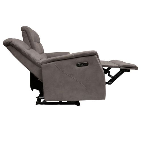 Canapé 3 Places Relax Électrique Tissu Polyester Imitation Cuir Gris-brun Marbré - Donatello