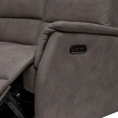 Canapé 3 Places Relax Électrique Tissu Polyester Imitation Cuir Gris-brun Marbré - Donatello