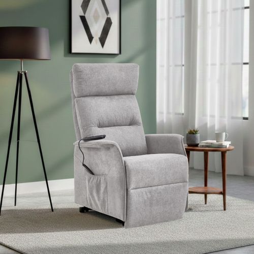 Fauteuil Relax Releveur Tissu Polyester Chiné Gris Clair - Salvador