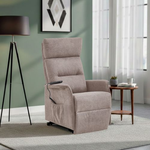Fauteuil Relax Releveur Tissu Polyester Chiné Taupe - Salvador