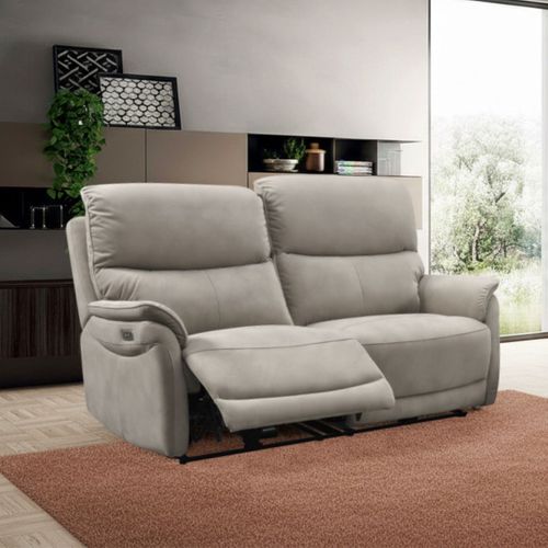 Canapé 2,5 Places Relax Électrique Tissu Polyester Imitation Peau Gris Clair - Sultan
