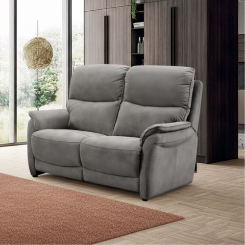 Canapé 2 Places Fixe Tissu Polyester Imitation Peau Gris Foncé - Sultan