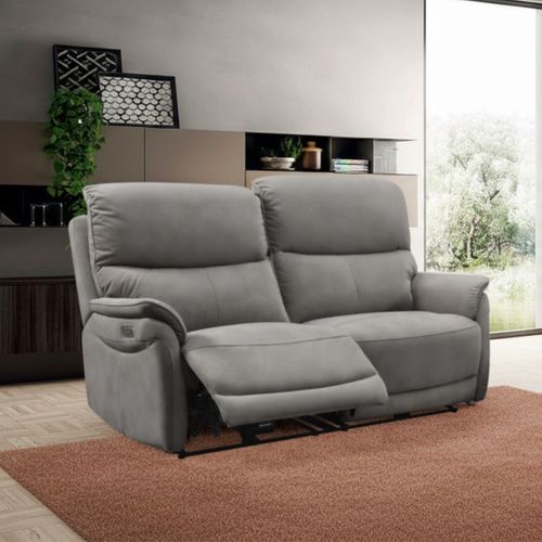 Canapé 2,5 Places Relax Électrique Tissu Polyester Imitation Peau Gris Foncé - Sultan