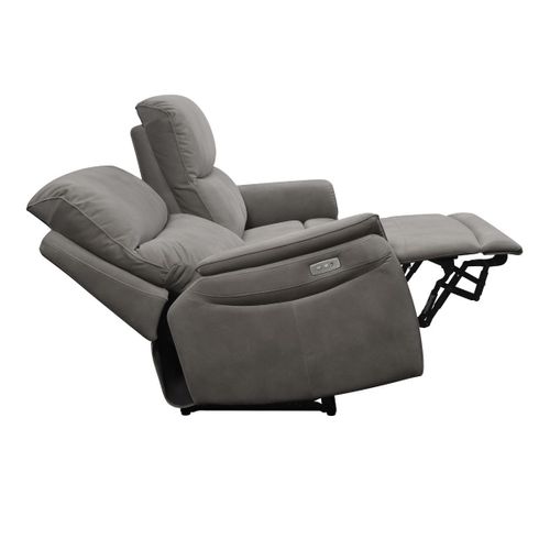 Canapé 2,5 Places Relax Électrique Tissu Polyester Imitation Peau Gris Foncé - Sultan