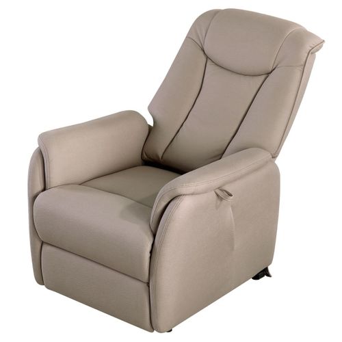 Fauteuil Relax Releveur Tissu Polyester Imitation Cuir Taupe - Paname