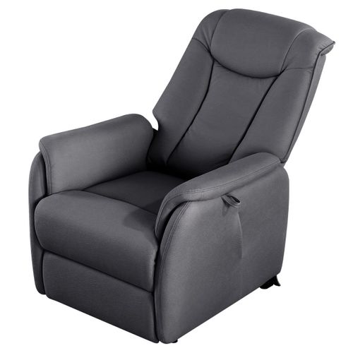 Fauteuil Relax Releveur Tissu Polyester Imitation Cuir Gris Foncé - Paname