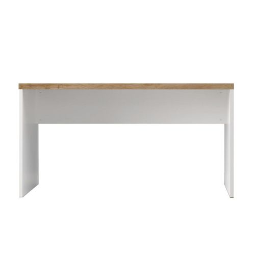 Bureau 138cm Blanc Laqué Brillant Avec Plateau En Chêne 38mm - Genius