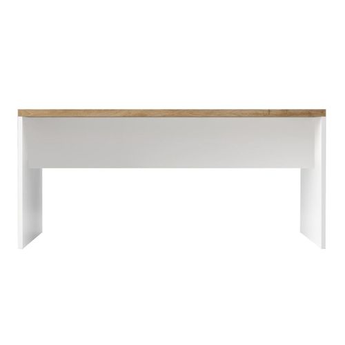 Bureau 160cm Blanc Laqué Brillant Avec Plateau En Chêne 38mm - Genius