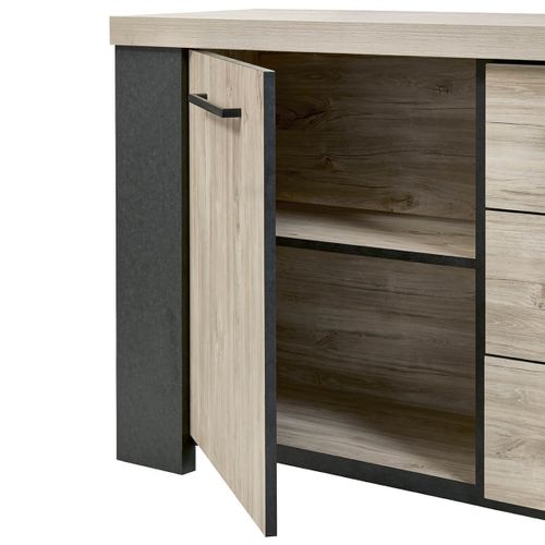 Buffet 2 Portes 3 Tiroirs Imitation Bois - Heracles