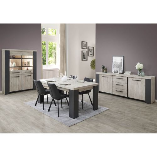 Buffet 2 Portes 3 Tiroirs Imitation Bois - Heracles