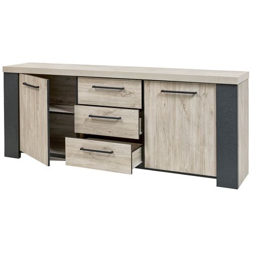 Buffet 2 Portes 3 Tiroirs Imitation Bois - Heracles