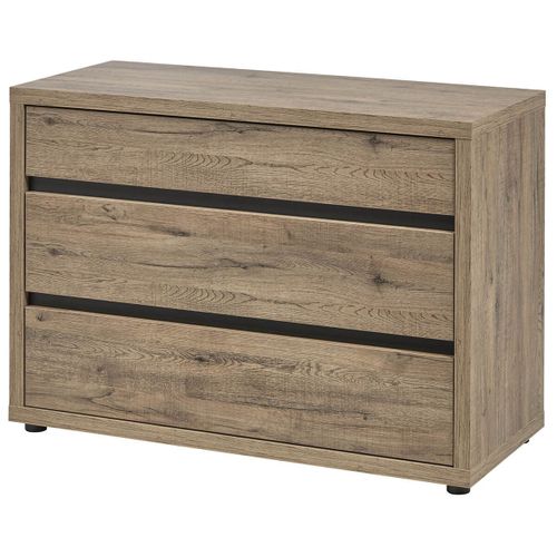 Commode 2 Tiroirs Trompe-l'oeil Aspect Bois - Irisa
