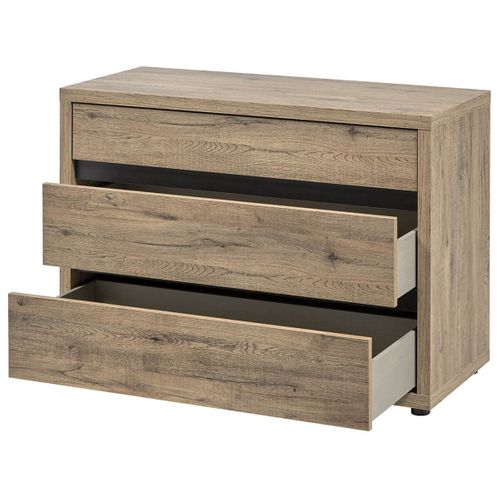 Commode 2 Tiroirs Trompe-l'oeil Aspect Bois - Irisa