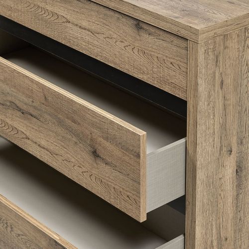 Commode 2 Tiroirs Trompe-l'oeil Aspect Bois - Irisa