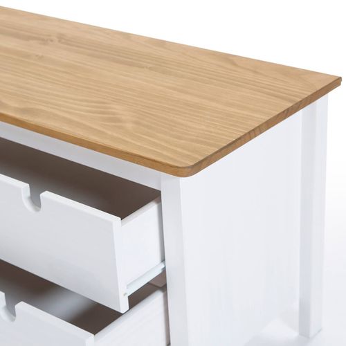 Meuble TV 1 Porte Coul. 2 Tiroirs Bois Ciré Et Blanc - Malia