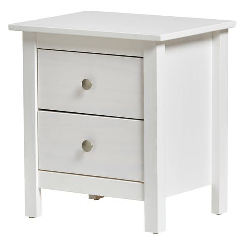 Chevet 2 Tiroirs Bois Massif Coloris Blanc - Fred