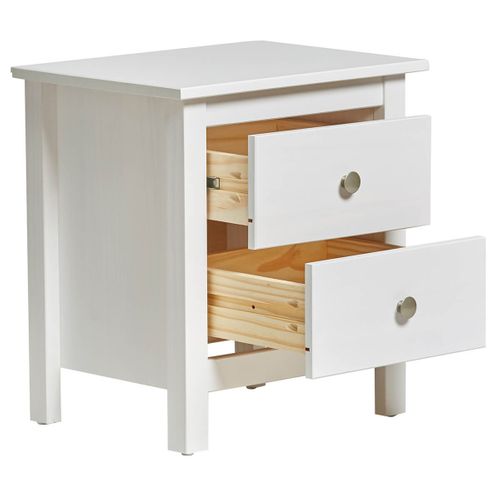 Chevet 2 Tiroirs Bois Massif Coloris Blanc - Fred