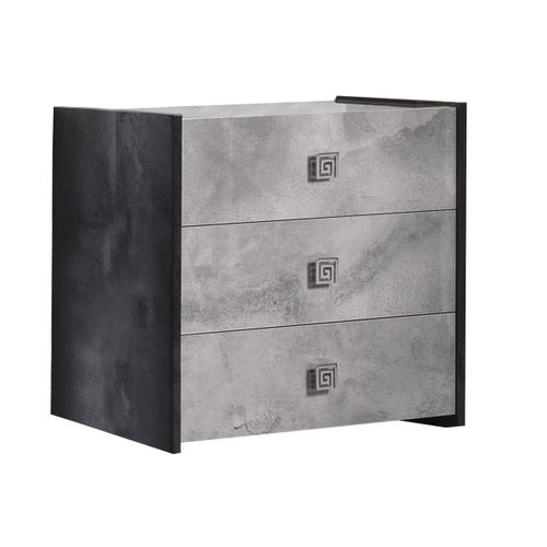 Commode 3 Tiroirs Longueur 120cm Gris Effet Pierre - Hyde