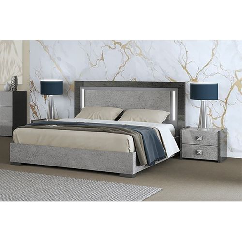 Ensemble Lit 140x190cm Avec LEDs + 2 Chevets - Hyde