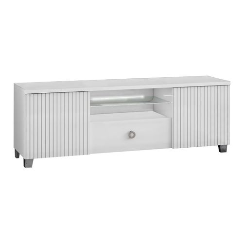 Meuble TV 2 Portes Laqué Blanc Avec LEDs - Marika