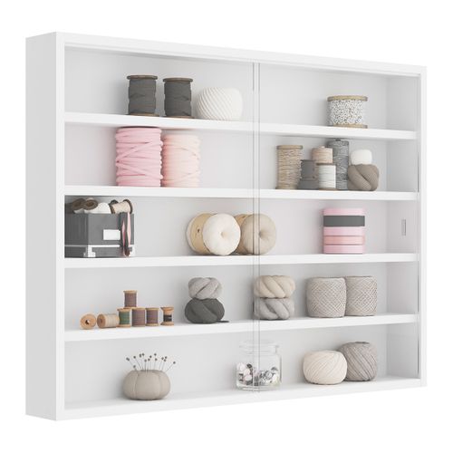 Pack Bureau En Bois + Vitrine Murale Blanche - Griselda