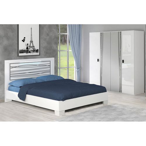 Pack Lit 140x190cm Sérigraphié Avec LEDs + Armoire - Cadiry