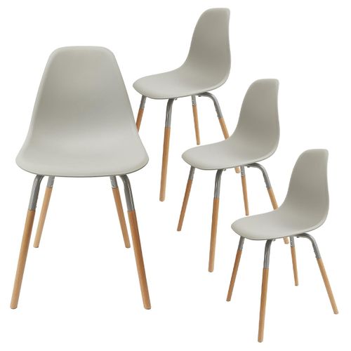 Ensemble Table En Verre + 4 Chaises Pp Gris - Verana