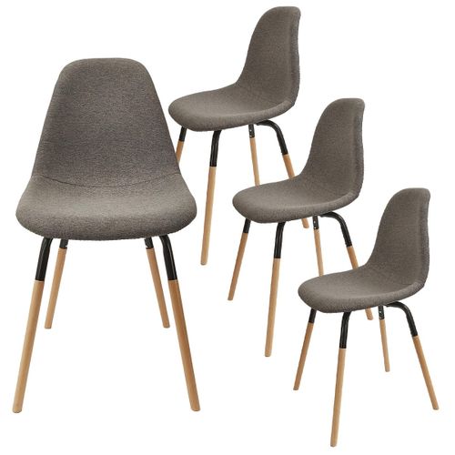 Pack Table En Verre + 4 Chaises Gris Chiné Foncé - Verana